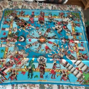 Hermes Native American Theme Kachina scarf